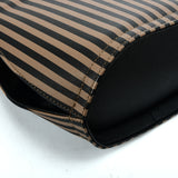 VK2126 BLACK&KHAKI - Simple Set Bag With Vertical Stripes And Special Handle Design