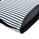 VK2126 BLUE&WHITE - Simple Set Bag With Vertical Stripes And Special Handle Design