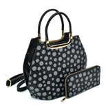 VK2127 BLACK&GREY - Simple Set Bag With Dot And Special Handle Design