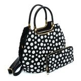 VK2127 BLACK&WHITE - Simple Set Bag With Dot And Special Handle Design