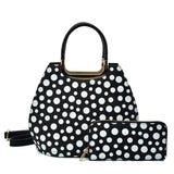 VK2127 BLACK&WHITE - Simple Set Bag With Dot And Special Handle Design