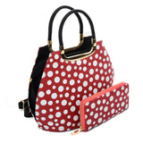 VK2127 RED&WHITE - Simple Set Bag With Dot And Special Handle Design