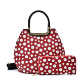 VK2127 RED&WHITE - Simple Set Bag With Dot And Special Handle Design
