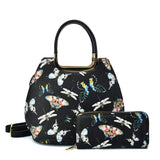 VK2128 BLACK - Simple Set Bag With Butterfly And Special Handle Design