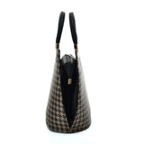VK2130 BROWN - Shell Set Bag With Houndstooth Design