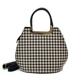 VK2130 KHAKI - Shell Set Bag With Houndstooth Design