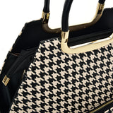 VK2130 KHAKI - Shell Set Bag With Houndstooth Design
