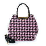 VK2130 PINK - Shell Set Bag With Houndstooth Design