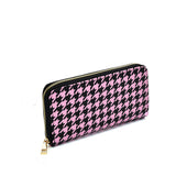 VK2130 PINK - Shell Set Bag With Houndstooth Design