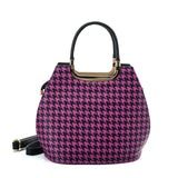 VK2130 PURPLE - Shell Set Bag With Houndstooth Design