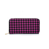 VK2130 PURPLE - Shell Set Bag With Houndstooth Design