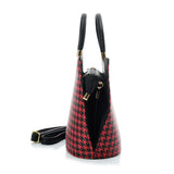 VK2130 RED - Shell Set Bag With Houndstooth Design