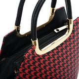 VK2130 RED - Shell Set Bag With Houndstooth Design