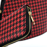 VK2130 RED - Shell Set Bag With Houndstooth Design