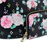 VK2131 BLACK - Shell Set Bag With Flowers And Special Handle Design