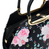 VK2131 BLACK - Shell Set Bag With Flowers And Special Handle Design