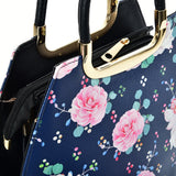 VK2131 BLUE - Shell Set Bag With Flowers And Special Handle Design