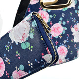 VK2131 BLUE - Shell Set Bag With Flowers And Special Handle Design