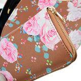 VK2131 KHAKI - Shell Set Bag With Flowers And Special Handle Design