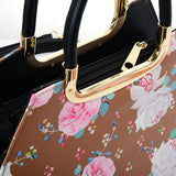 VK2131 KHAKI - Shell Set Bag With Flowers And Special Handle Design