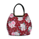 VK2131 RED - Shell Set Bag With Flowers And Special Handle Design
