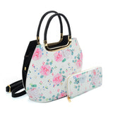 VK2131-WHITE - Shell Set Bag With Flowers And Special Handle Design