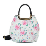 VK2131-WHITE - Shell Set Bag With Flowers And Special Handle Design