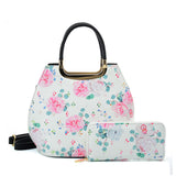 VK2131-WHITE - Shell Set Bag With Flowers And Special Handle Design