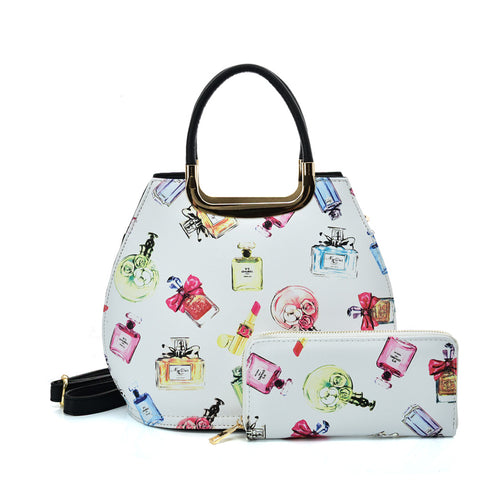 VK2133 WHITE - Shell Set Bag With Perfume Bottle And Special Handle Design