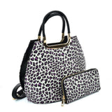 VK2134 PURPLE - Shell Set Bag With Leopard Print And Special Handle Design