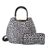 VK2134 PURPLE - Shell Set Bag With Leopard Print And Special Handle Design