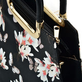 VK5630-BLACK - Shell Set Bag With Flowers And Butterflies And Special Handle Design