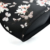 VK5630-BLACK - Shell Set Bag With Flowers And Butterflies And Special Handle Design