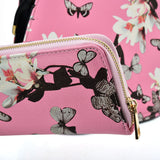 VK2135 PINK- Shell Set Bag With Flowers And Butterflies And Special Handle Design