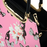 VK5630-PKN - Shell Set Bag With Flowers And Butterflies And Special Handle Design