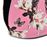 VK2135 PINK- Shell Set Bag With Flowers And Butterflies And Special Handle Design