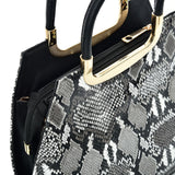 VK2136 GREY - Shell Set Bag With Snakeskin Pattern And Special Handle Design