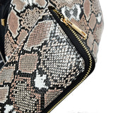 VK2136 KHAKI - Shell Set Bag With Snakeskin Pattern And Special Handle Design