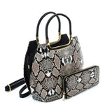 VK2136 KHAKI - Shell Set Bag With Snakeskin Pattern And Special Handle Design