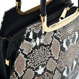 VK2136 KHAKI - Shell Set Bag With Snakeskin Pattern And Special Handle Design