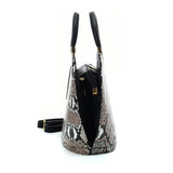 VK2136 KHAKI - Shell Set Bag With Snakeskin Pattern And Special Handle Design