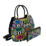 VK2136 MULTICOLOURL - Shell Set Bag With Snakeskin Pattern And Special Handle Design