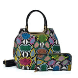 VK2136 MULTICOLOURL - Shell Set Bag With Snakeskin Pattern And Special Handle Design