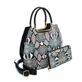 VK2136 PINK - Shell Set Bag With Snakeskin Pattern And Special Handle Design