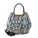VK2136 PINK - Shell Set Bag With Snakeskin Pattern And Special Handle Design