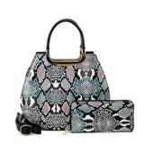 VK2136 PINK - Shell Set Bag With Snakeskin Pattern And Special Handle Design