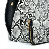 VK2137 BLACK&WHITE - Shell Set Bag With Snakeskin Pattern Design