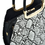 VK2137 BLACK&WHITE - Shell Set Bag With Snakeskin Pattern Design