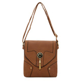 VK5023-1 Apricot  -  Fashion Patchwork Enveiope Crossbody Bags With Tassel