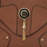 VK5023 Brown  -  Fashion Patchwork Enveiope Crossbody Bags With Tassel